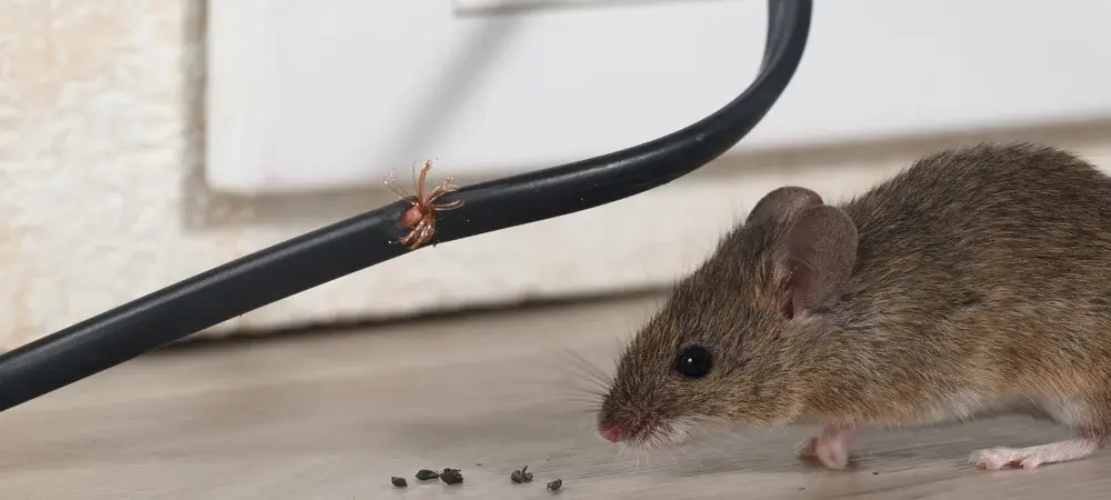 Mouse chewing on wire